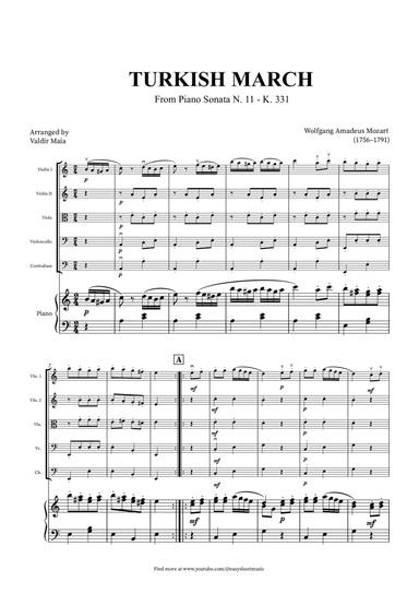 Turkish March - String Quintet and Piano