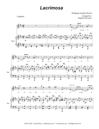 Lacrimosa (Unison choir - Accessible Key Version)