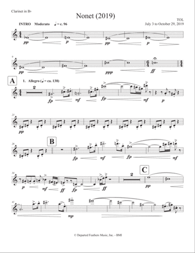 Nonet (2019) clarinet part