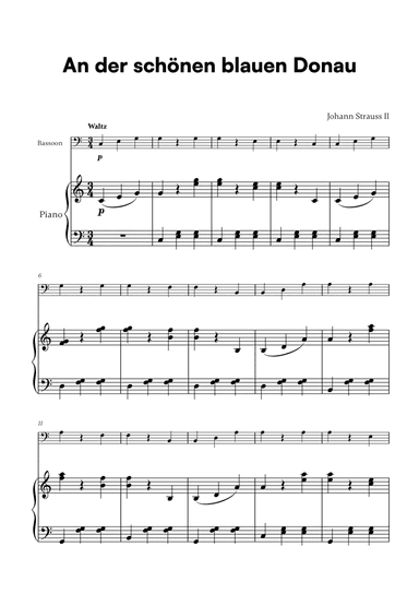 Johann Strauss II - An der schönen blauen Donau for Bassoon and Piano