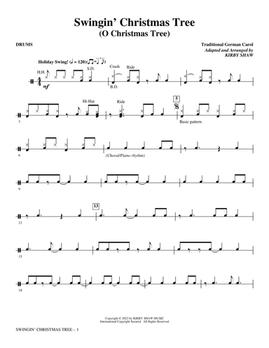 Swingin' Christmas Tree (O Christmas Tree) (arr. Kirby Shaw) - Drums