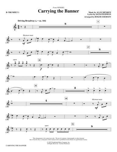 Carrying The Banner (from Newsies) (arr. Roger Emerson) - Bb Trumpet 1