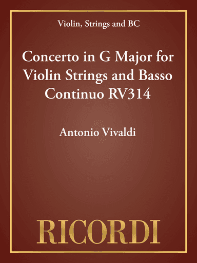 Concerto in G Major for Violin Strings and Basso Continuo RV314