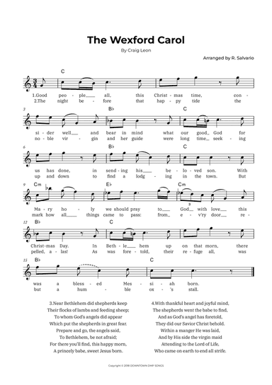 The Wexford Carol (Key of C Major)
