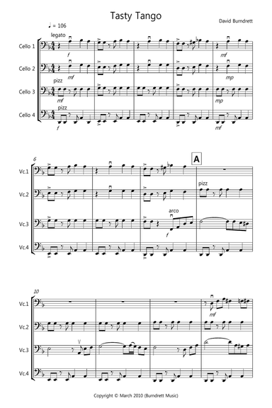 Tasty Tango for Cello Quartet
