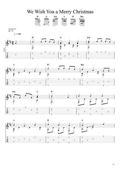 We Wish You a Merry Christmas (Solo Fingerstyle Guitar Tab)