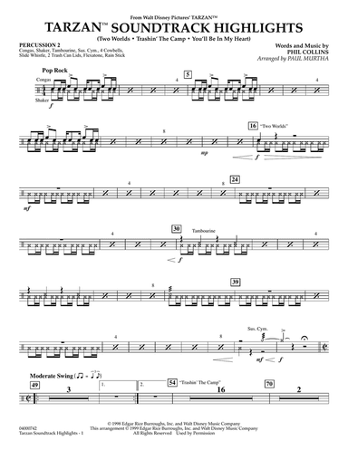 Tarzan Soundtrack Highlights (from Disney's Tarzan) (arr. Paul Murtha) - Percussion 2