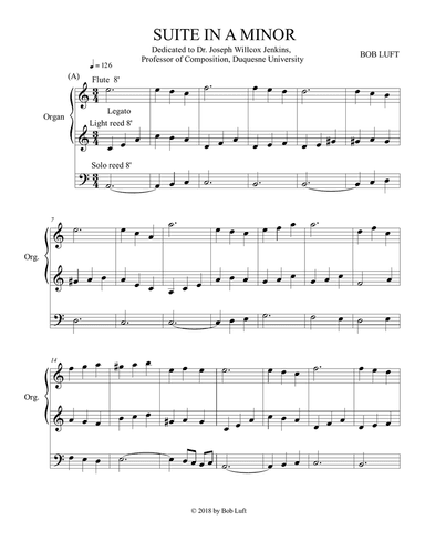 Suite in A minor for Organ