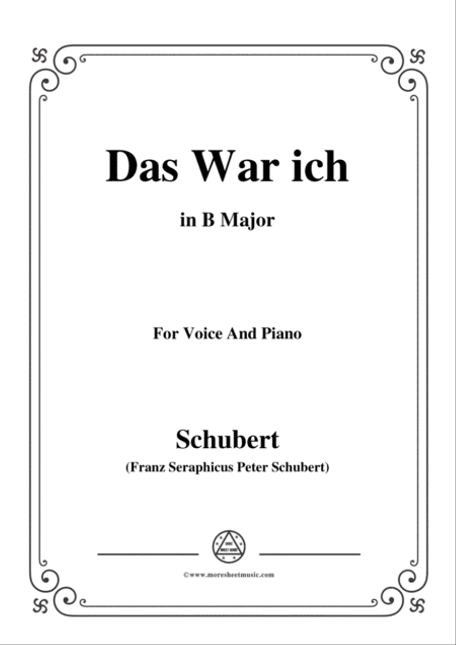 Schubert-Das War ich,in B Major,for Voice&Piano