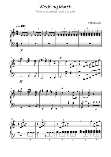 Wedding March from Midsummer Night's Dream -F.Mendelssohn